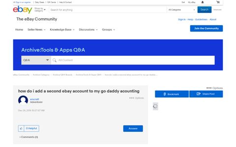 how do i add a second ebay account to my go daddy ... - The ...