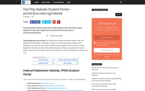 Fed Poly Nekede Student Portal - portal.fpno.edu.ng/nekede ...