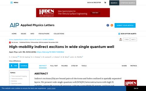 High-mobility indirect excitons in wide single quantum well ...