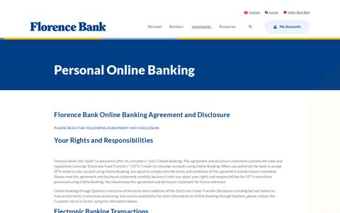 Personal Online Banking | Florence Bank