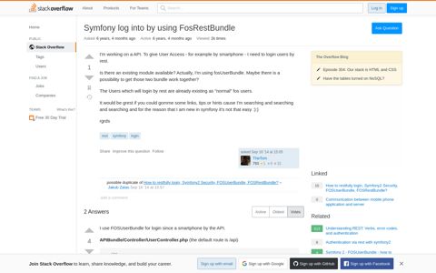Symfony log into by using FosRestBundle - Stack Overflow