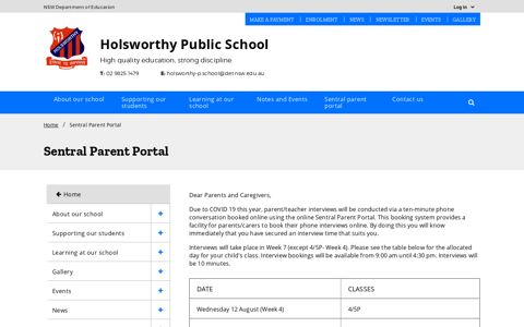 Sentral Parent Portal - Holsworthy Public School