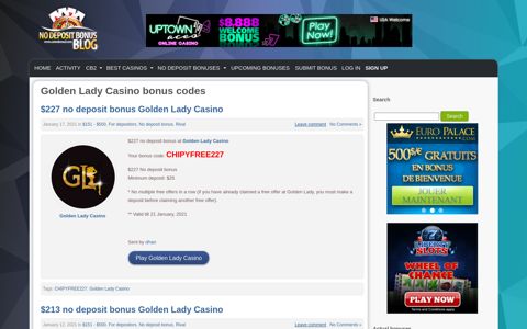 Golden Lady Casino No Deposit Bonus Codes 2020 #1