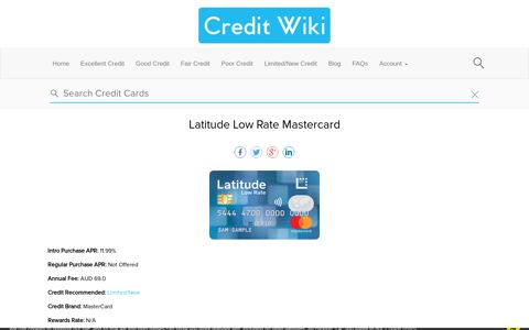 Latitude Low Rate Mastercard | Credit Wiki