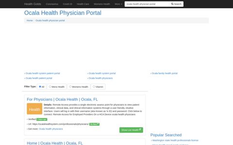 Ocala Health Physician Portal - Health Golds