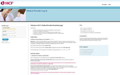 Welcome to HCF's Medical Provider Portal home page