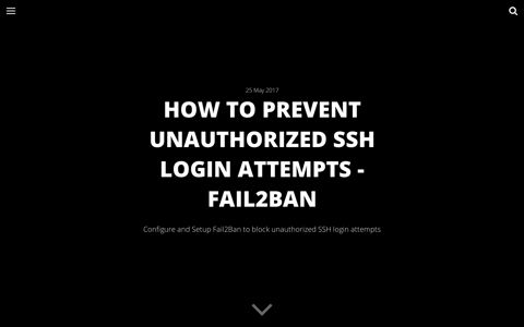 How to prevent unauthorized SSH login attempts - Fail2Ban