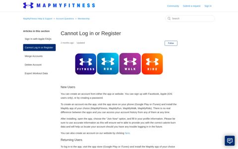 Cannot Log in or Register – MapMyFitness Help & Support