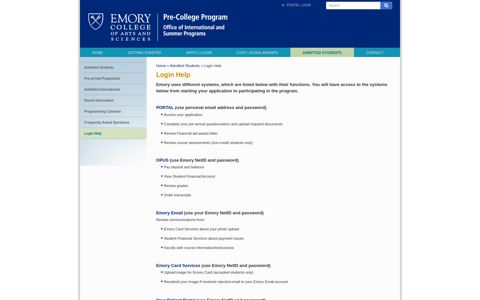 Login Help - Emory Pre-College Program - Emory University