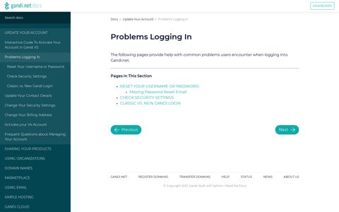 Problems Logging In - Gandi.net