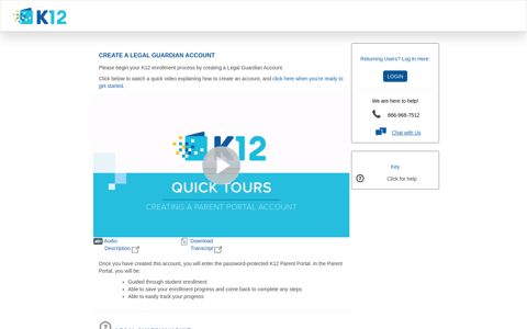 Create a Legal Guardian Account - K12 Parent Portal