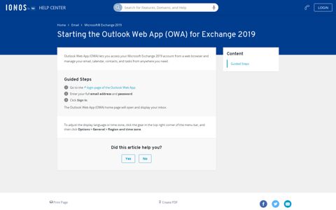 Starting the Outlook Web App (OWA) for Exchange 2019 - Ionos
