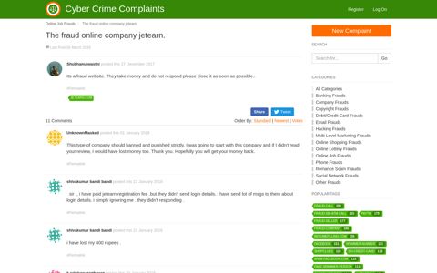 The fraud online company jetearn. - Cyber Crime Complaints