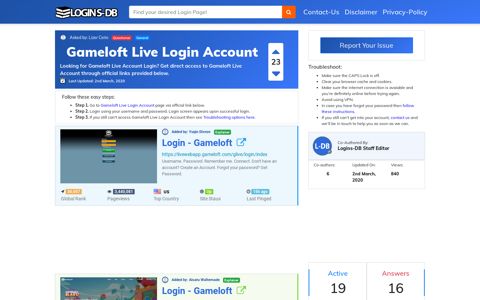 Gameloft Live Login Account - Logins-DB