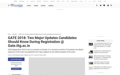 GATE 2018: Two Major Updates Candidates Should Know ...