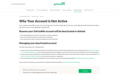Why Your Account is Not Active – GoFundMe Help Center