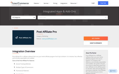 Post Affiliate Pro | AmeriCommerce App