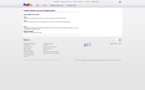 FedEx Online Account Registration