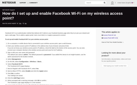 How do I set up and enable Facebook Wi-Fi on my wireless ...