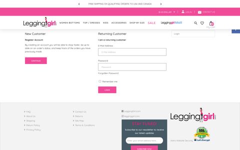 Account Login - Legging Girl