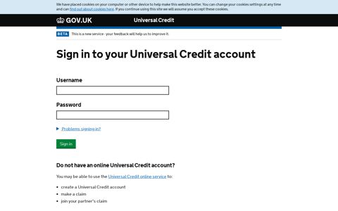 Universal Credit account login - Gov.uk