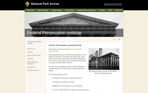 Preservation Portal--Federal Preservation Institute--National ...