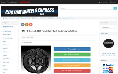 KMC XD Series XD139 Portal Satin Black Custom Wheels Rims