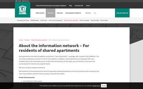 Central Finland Student Housing Foundation - WiFi in shared ...