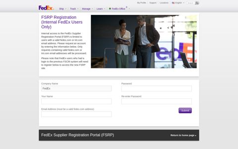 FSRP Registration (Internal FedEx Users Only)