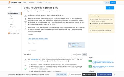 Social networking login using iOS - Stack Overflow