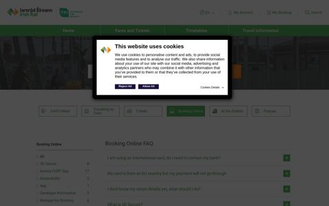 Booking Online FAQ - Irish Rail