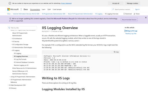 IIS Logging Overview | Microsoft Docs