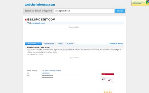 ess.spicejet.com at WI. Spicejet Limited : Web Portal