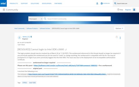 [RESOLVED] Cannot login to Intel XDK v3900 - Intel Community
