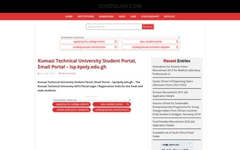 Kumasi Technical University Student Portal, Email Portal – isp ...