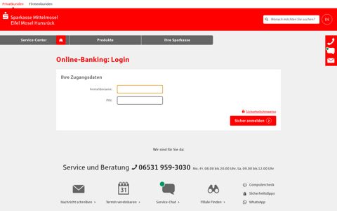 Login Online-Banking - Sparkasse Mittelmosel