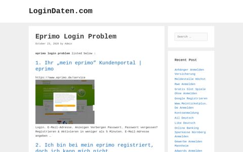 Eprimo Login Problem - LoginDaten.com