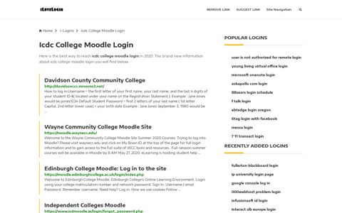 Icdc College Moodle Login ❤️ One Click Access - iLoveLogin