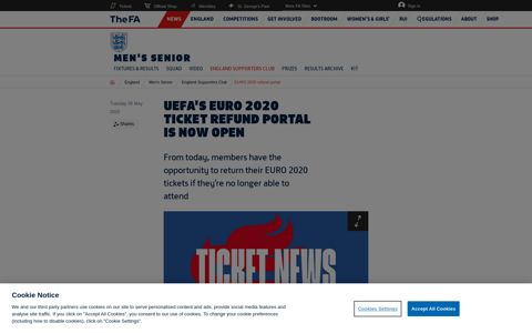 EURO 2020 ticket refund portal - The Football Association