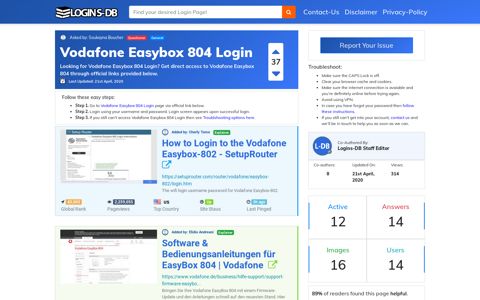 Vodafone Easybox 804 Login - Logins-DB