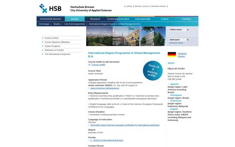 Internationaler Studiengang Global ... - Hochschule Bremen