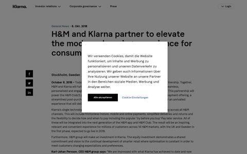 H&M and Klarna partner to elevate the modern shopping ...