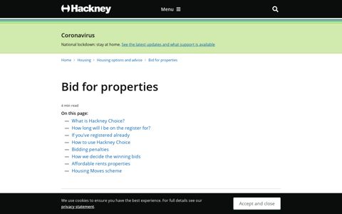 Bid for properties | Hackney Council