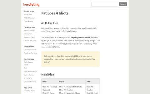 Fat Loss 4 Idiots Explained - Freedieting