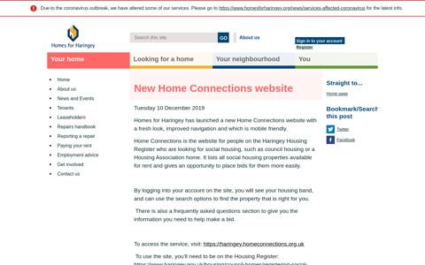 New Home Connections website | Homes for Haringey