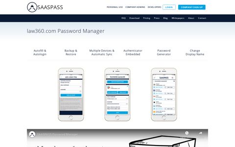 law360.com Password Manager SSO Single Sign ON