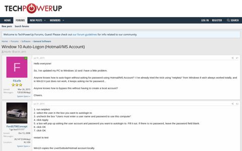 Window 10 Auto-Logon (Hotmail/MS Account) | TechPowerUp ...