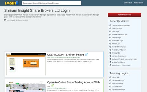 Shriram Insight Share Brokers Ltd Login - Loginii.com