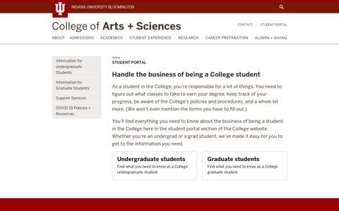 Student Portal: College of Arts & Sciences: Indiana University ...