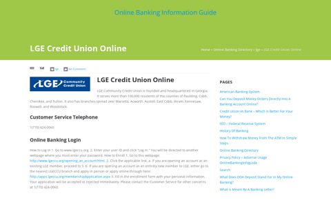 LGE Credit Union Online | Online Banking Information Guide